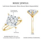 Solitaire 5 Carat Princess Cut Lab Grown Diamond Huge Engagement Ring with IGI Certificate