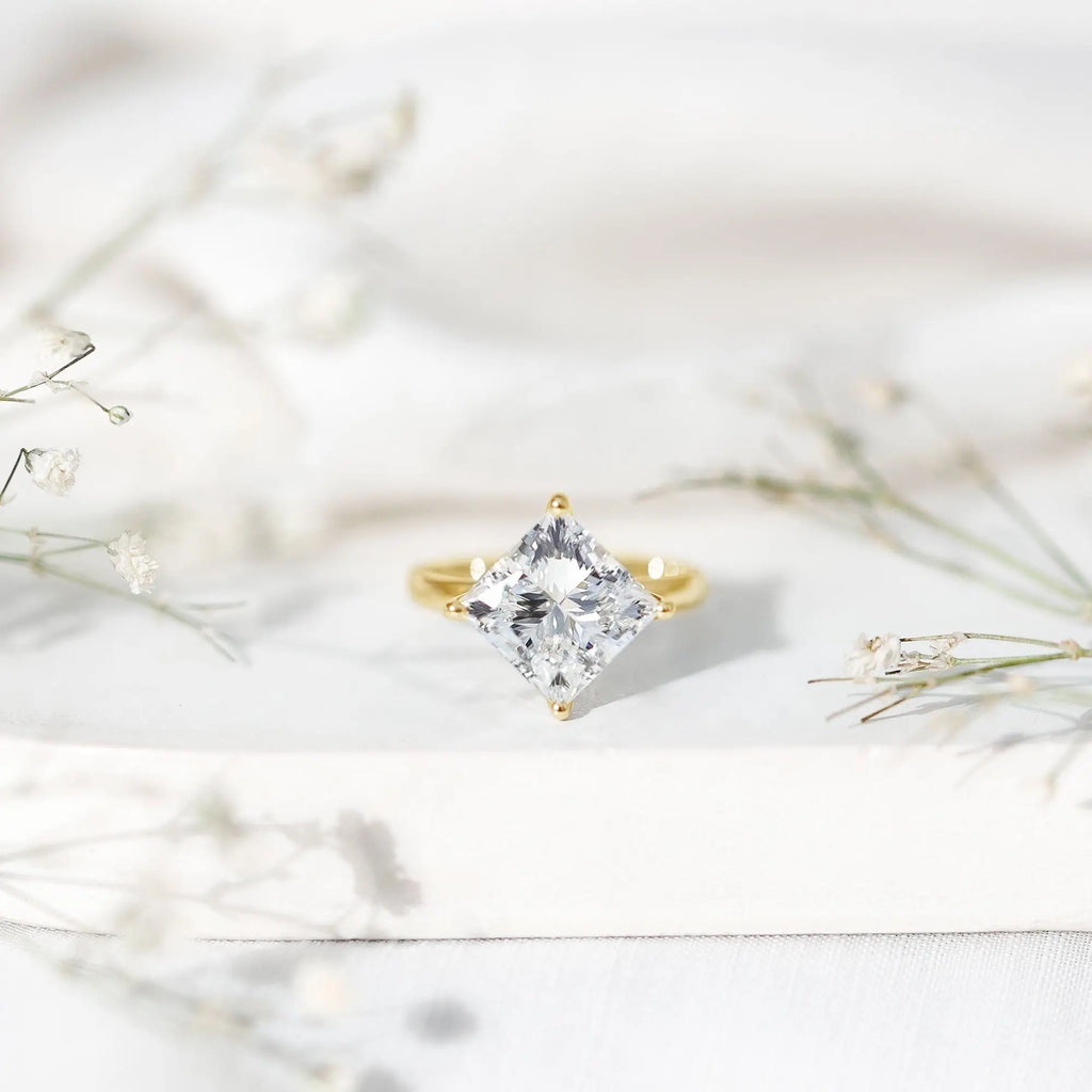Solitaire 5 Carat Princess Cut Lab Grown Diamond Huge Engagement Ring with IGI Certificate
