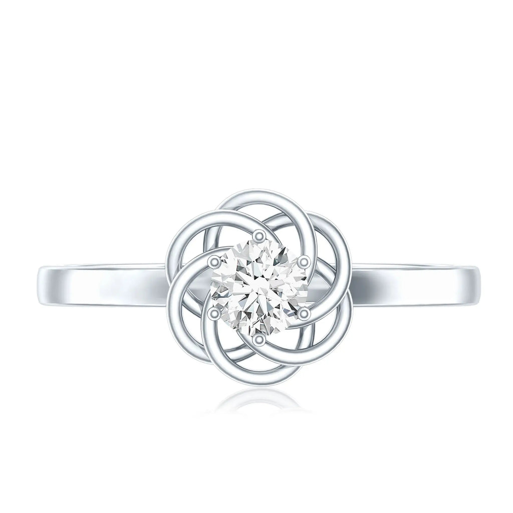 Solitaire Lab Grown Diamond Flower Promise Ring with Certificate