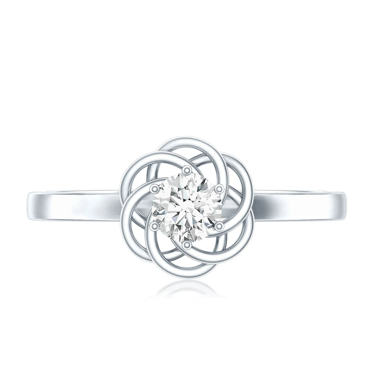 Solitaire Lab Grown Diamond Flower Promise Ring with Certificate