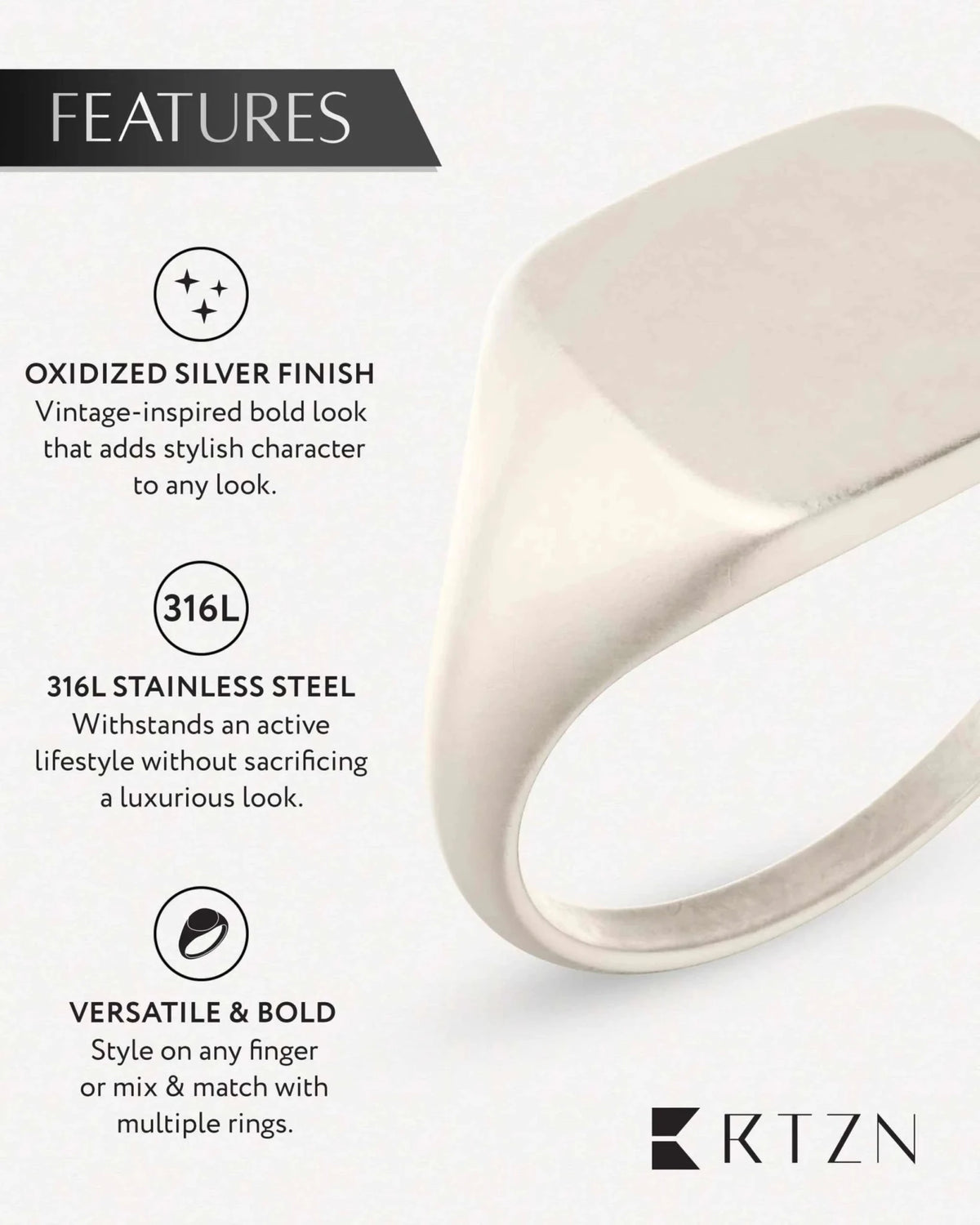 Square Signet Rings (Oxidized) - Maven Couture IncRings