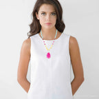 St. Augustine Pink Agate Golden Pendant Necklace - Maven Couture IncNecklaces
