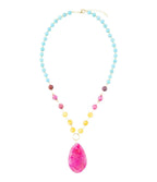 St. Augustine Pink Agate Golden Pendant Necklace - Maven Couture IncNecklaces