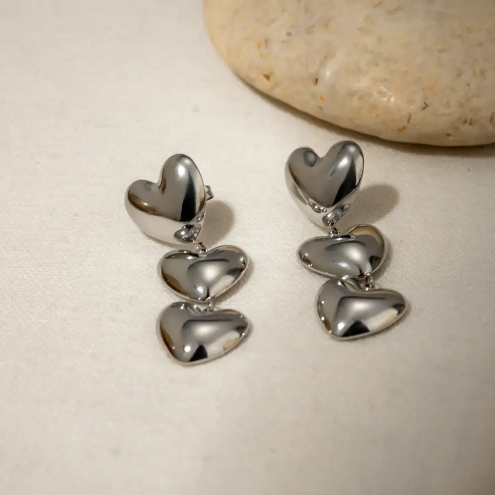 Elevate your style with exquisite stainless steel heart earrings $11.99 1-pair 18k gold-plated, stainless steel care