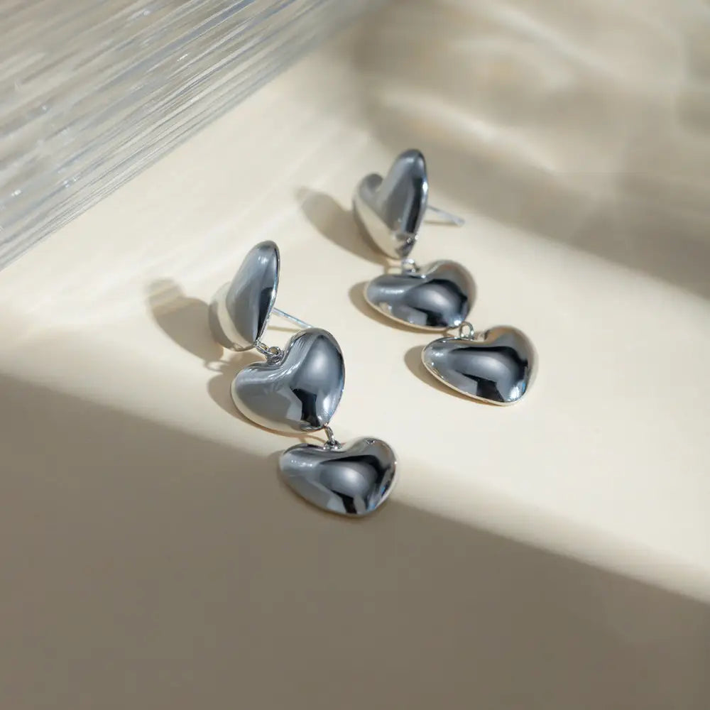 Elevate your style with exquisite stainless steel heart earrings $11.99 1-pair 18k gold-plated, stainless steel care