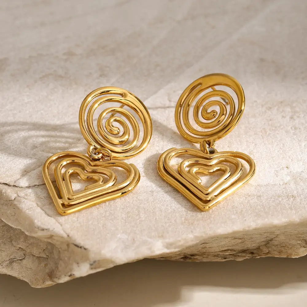 Exquisite stainless steel heart earrings for luxury fashion enthusiasts $12.99 1-pair 18k gold-plated, stainless steel