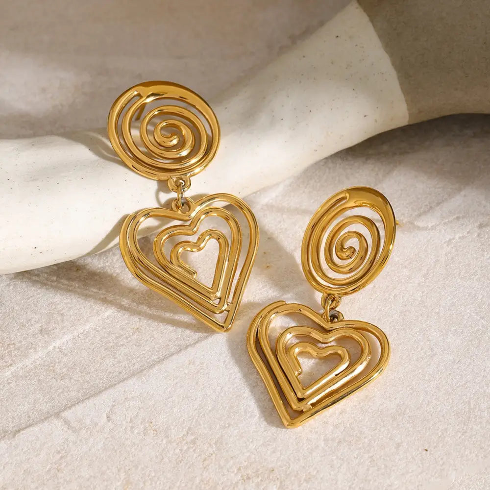 Exquisite stainless steel heart earrings for luxury fashion enthusiasts $12.99 1-pair 18k gold-plated, stainless steel