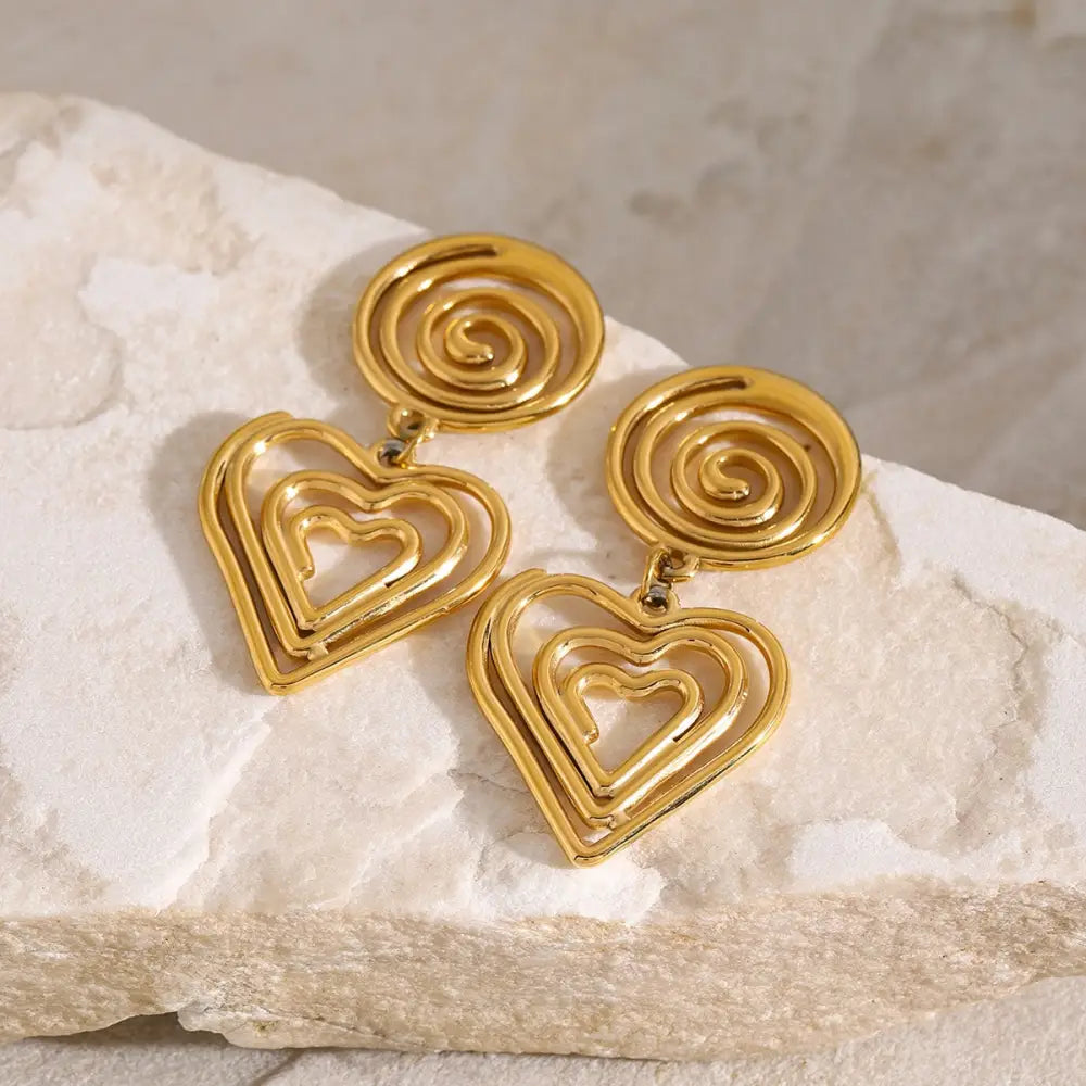 Exquisite stainless steel heart earrings for luxury fashion enthusiasts $12.99 1-pair 18k gold-plated, stainless steel