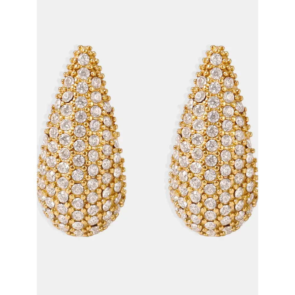 Stainless steel inlaid zircon teardrop earrings $16.99 1-pair 18k gold-plated, stainless steel, zircon care avoid