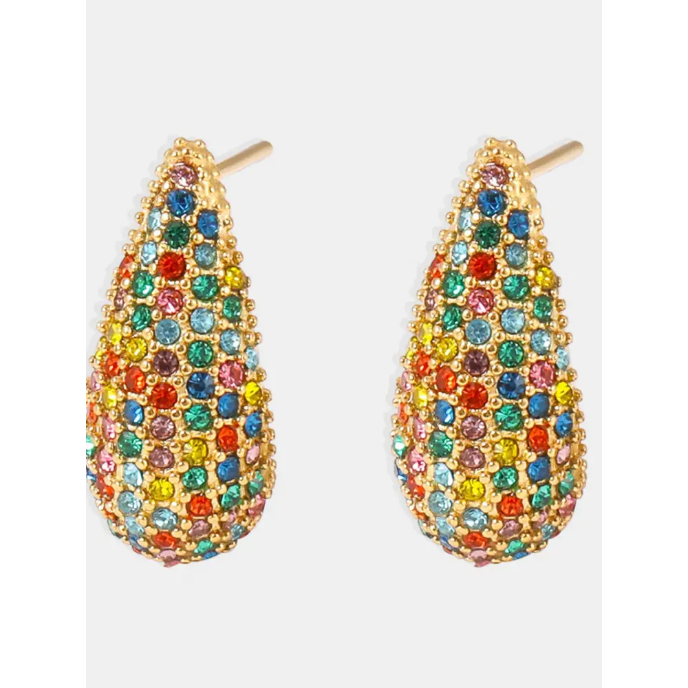 Stainless steel inlaid zircon teardrop earrings $16.99 1-pair 18k gold-plated, stainless steel, zircon care avoid