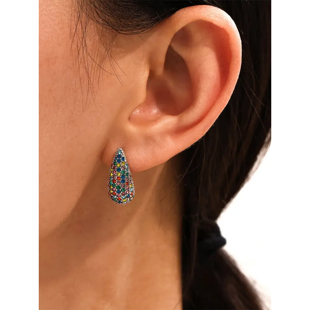 Stainless steel inlaid zircon teardrop earrings $16.99 1-pair 18k gold-plated, stainless steel, zircon care avoid