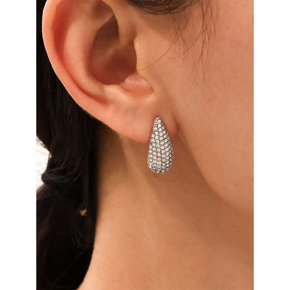 Stainless steel inlaid zircon teardrop earrings $16.99 1-pair 18k gold-plated, stainless steel, zircon care avoid