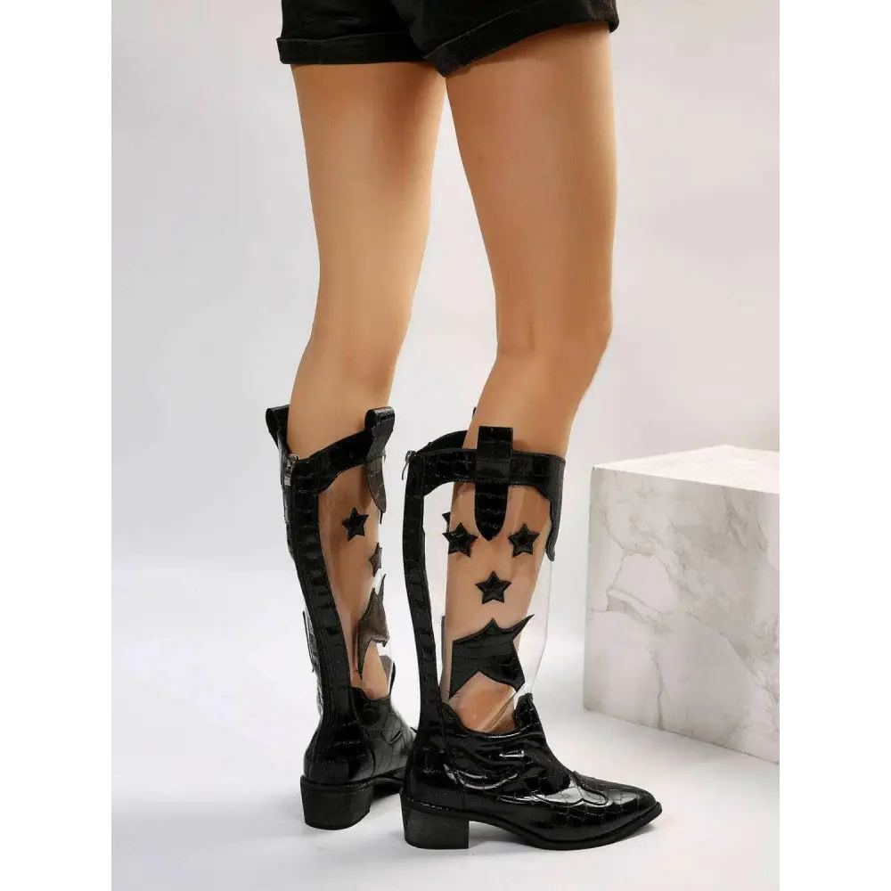 Star point toe block heel boots elevate your luxury fashion for women $81.40 box not included, ensuring an eco-friendly