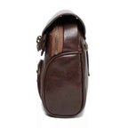 Mini brown PU leather crossbody bag with Steampunk Owl Design featuring a side zipper and compact shape.