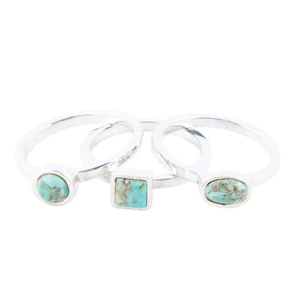 Sterling Silver Blue Turquoise Stackable Ring - Maven Couture IncRings