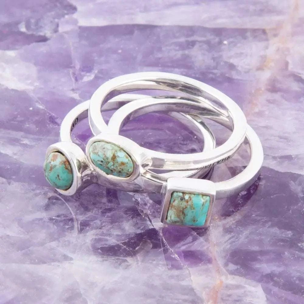 Sterling Silver Blue Turquoise Stackable Ring - Maven Couture IncRings