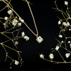 Sterling Silver Half Carat Princess Cut Sky Blue Topaz Pendant Necklace with Chain