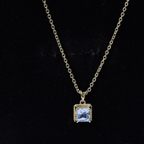 Sterling Silver Half Carat Princess Cut Sky Blue Topaz Pendant Necklace with Chain