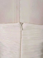 Strapless Ruffle Ruched Mini Dress in ivory polyester fabric with zipper closure and textured ruched detailing