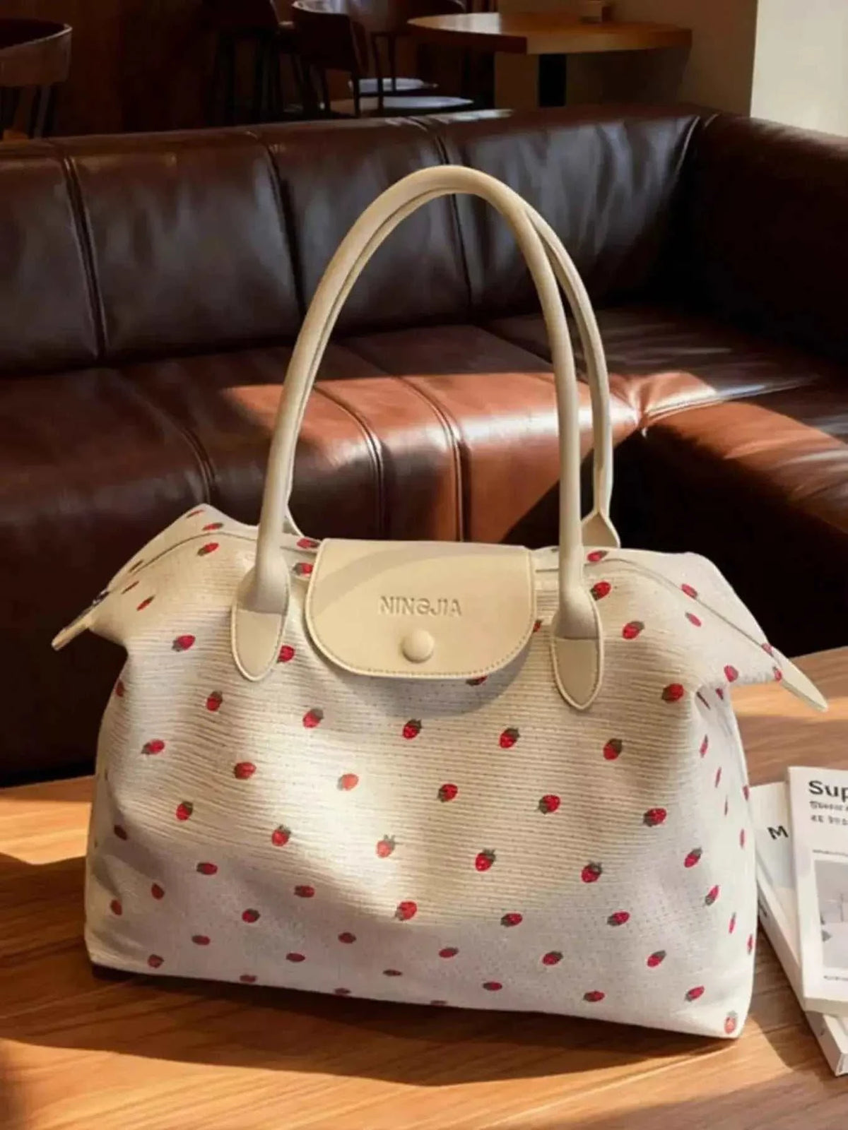 Strawberry Print Travel Bag