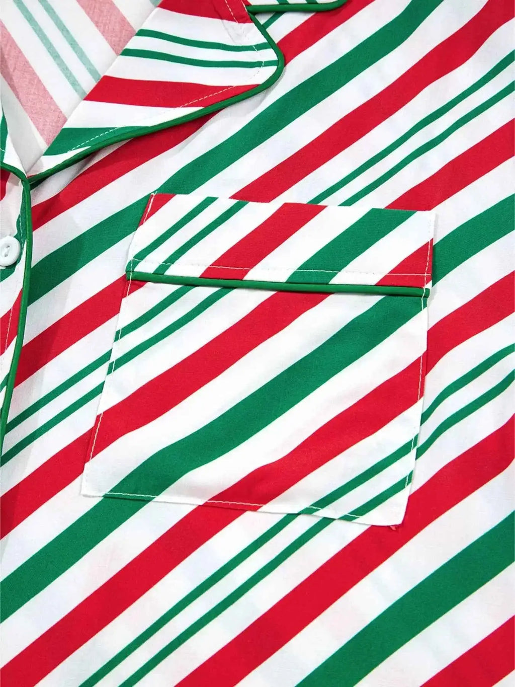 Stripe Contrast Velvet Ribbon Knot Christmas 2pcs Pajama Set