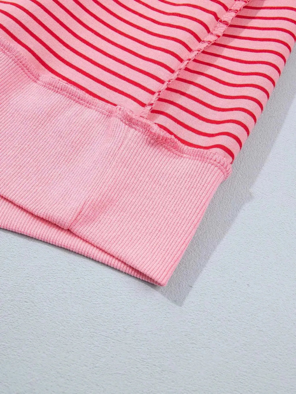 Stripe Ribbed Patchwork Mock Neck Baggy Pullover Matching Shorts Set