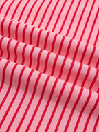 Stripe Ribbed Patchwork Mock Neck Baggy Pullover Matching Shorts Set