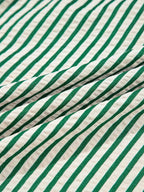 Stripe V Neck dress fabric with green and white vertical stripes in a slightly stretchy texture