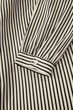 Stripe V Neck Zip Front Cinched High Waist Midi Dress