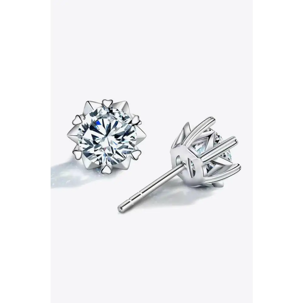 Elevate your look with 4 carat moissanite stud earrings in silver $79 picture flat lay modern, minimalist minimalist