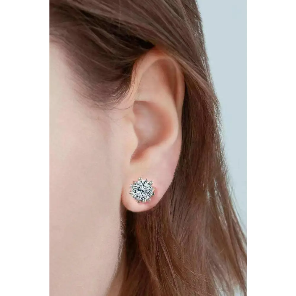 Elevate your look with 4 carat moissanite stud earrings in silver $79 picture flat lay modern, minimalist minimalist