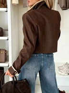 Stylish and Functional Double-Breasted Cropped Jacket