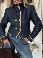 Stylish and Functional Double-Breasted Cropped Jacket