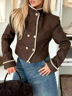 Stylish and Functional Double-Breasted Cropped Jacket