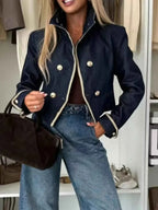 Stylish and Functional Double-Breasted Cropped Jacket