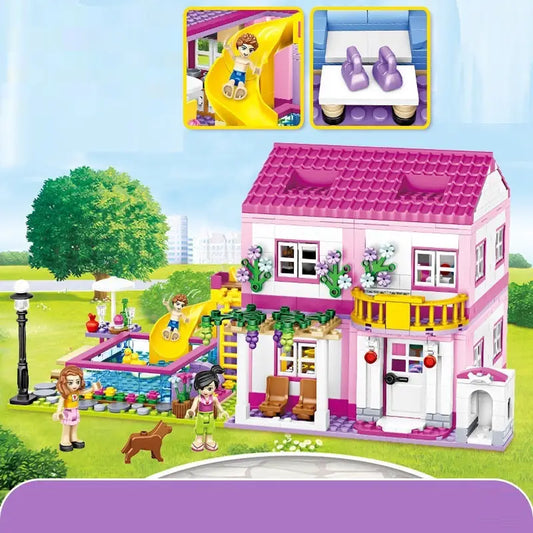 Luxury summer villa play house building blocks for creative learning $89.99 product high-quality abs plastic ensures