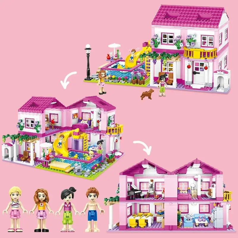 Luxury summer villa play house building blocks for creative learning $89.99 product high-quality abs plastic ensures