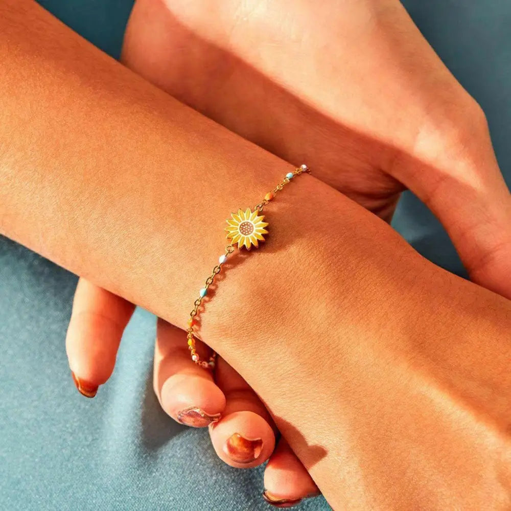 Sunflower elegance 18k gold-plated bracelet for luxury fashion enthusiasts $21 please note that this exquisite