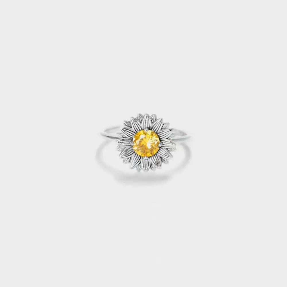 Elegant sunflower zircon ring in 925 sterling silver for luxury fashion $18 crafted from luxurious 18k gold-plated