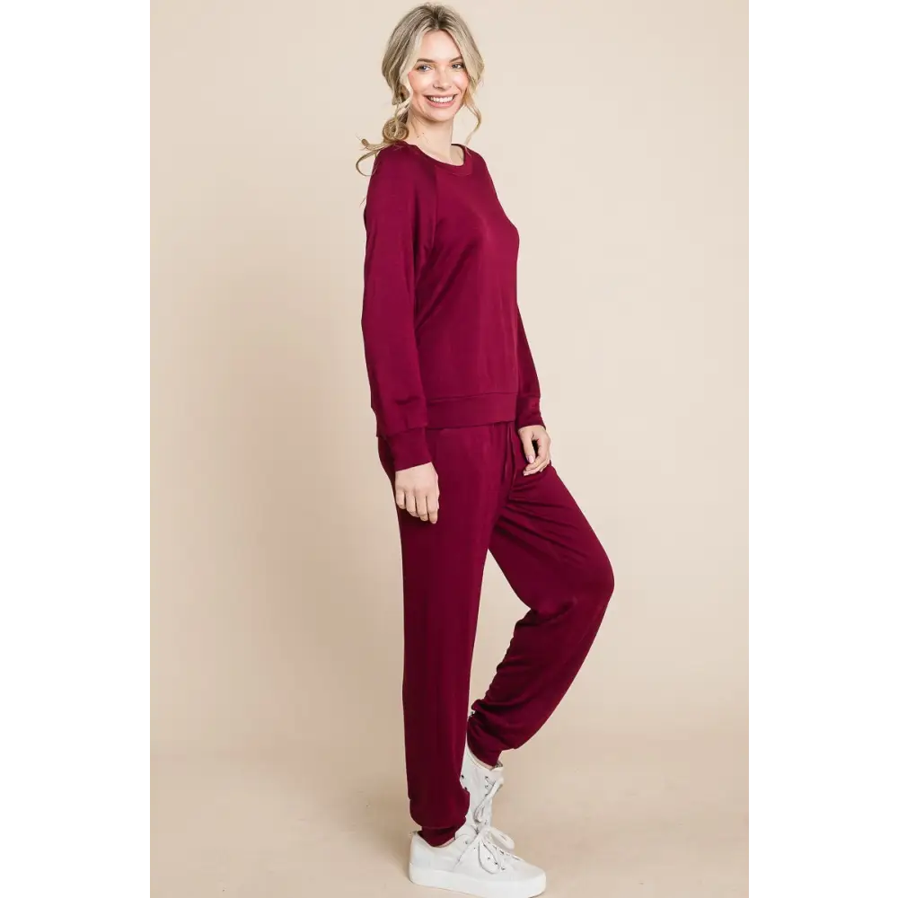 Elevate your wardrobe with the elegant round neck lounge set $40.52 indulge in the ultimate blend of comfort and style