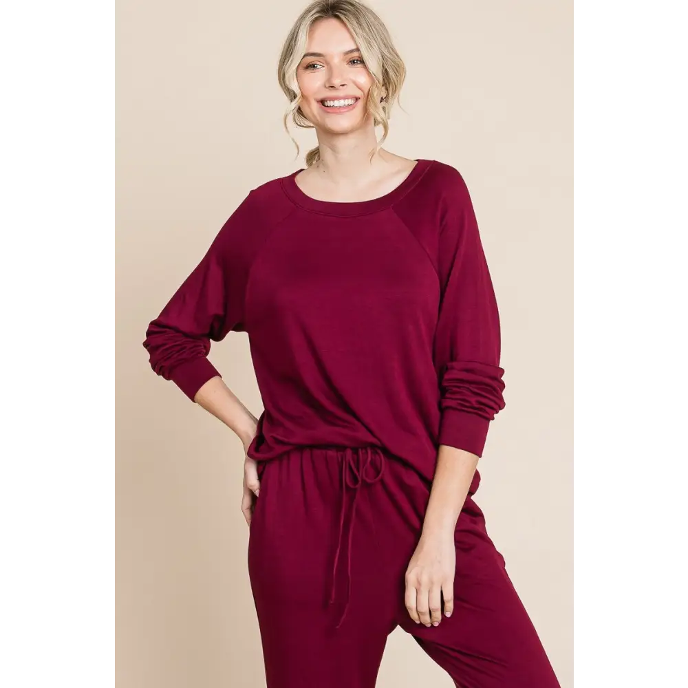 Elevate your wardrobe with the elegant round neck lounge set $40.52 indulge in the ultimate blend of comfort and style