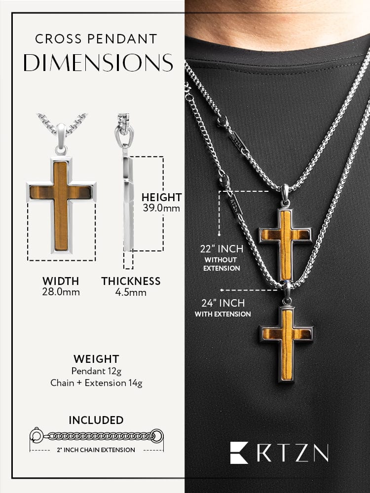 Tiger Eye Cross Pendant Necklace - Maven Couture IncCross Pendant