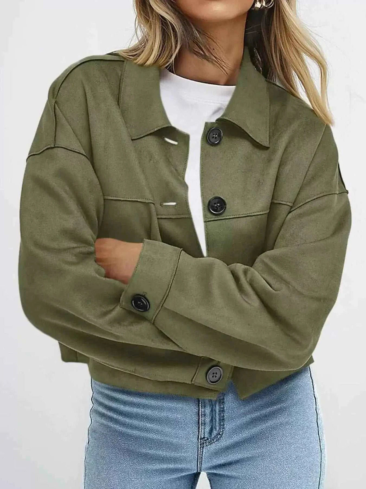 Tailored Jackets and Statement Coats: Button-Down Cropped Jacket