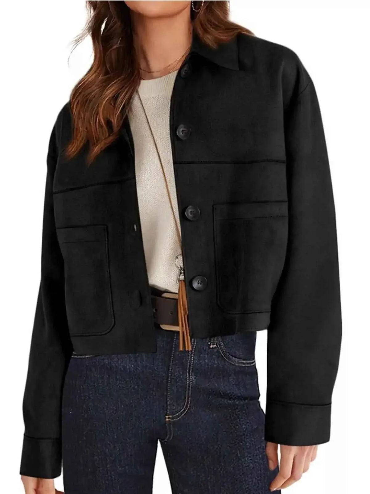 Tailored Jackets and Statement Coats: Button-Down Cropped Jacket