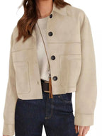 Tailored Jackets and Statement Coats: Button-Down Cropped Jacket