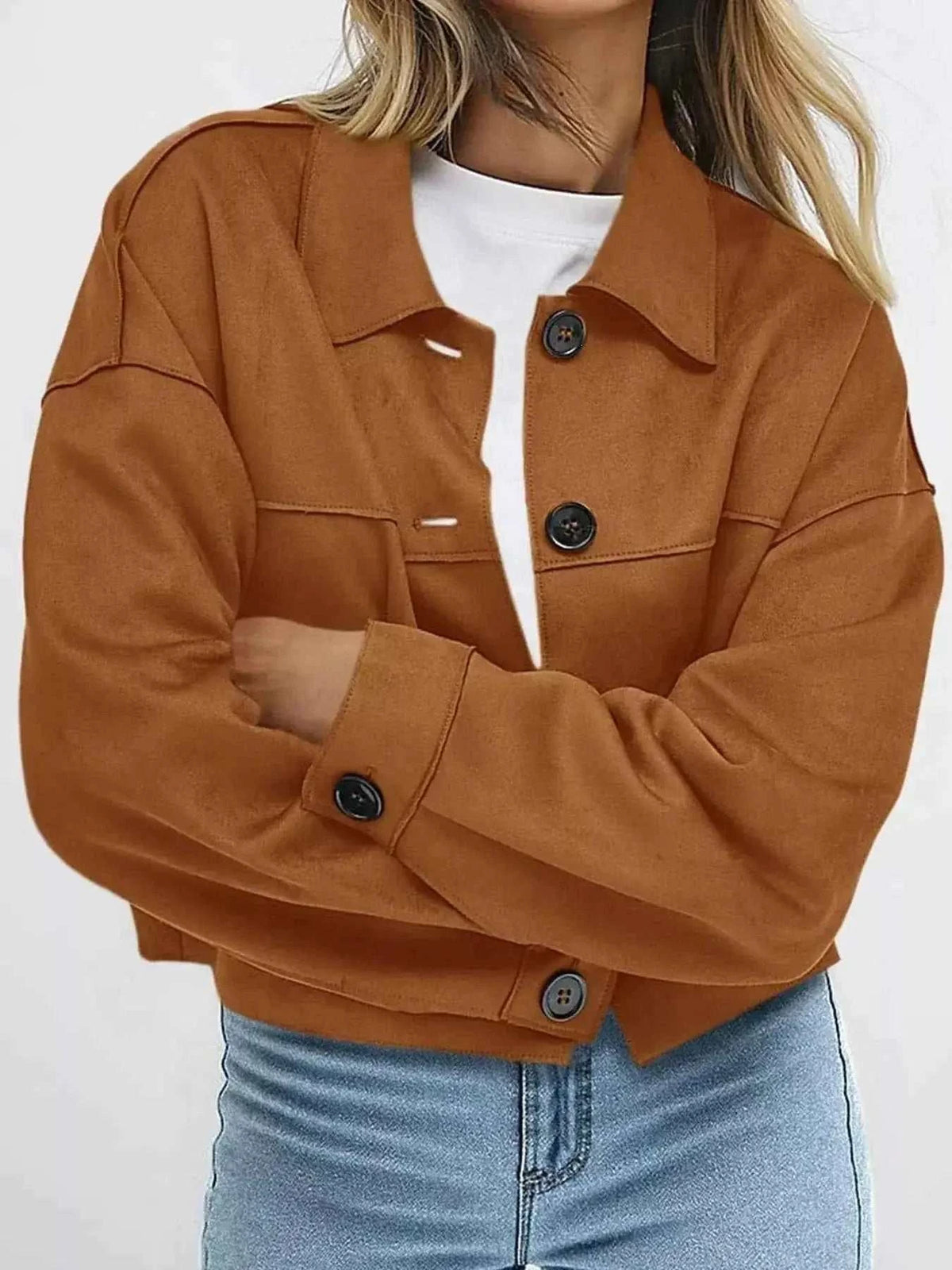 Tailored Jackets and Statement Coats: Button-Down Cropped Jacket
