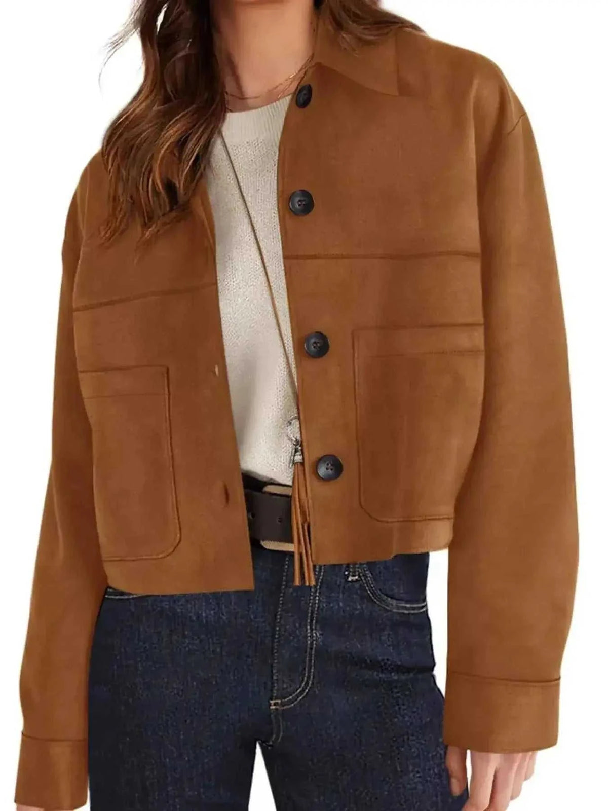 Tailored Jackets and Statement Coats: Button-Down Cropped Jacket