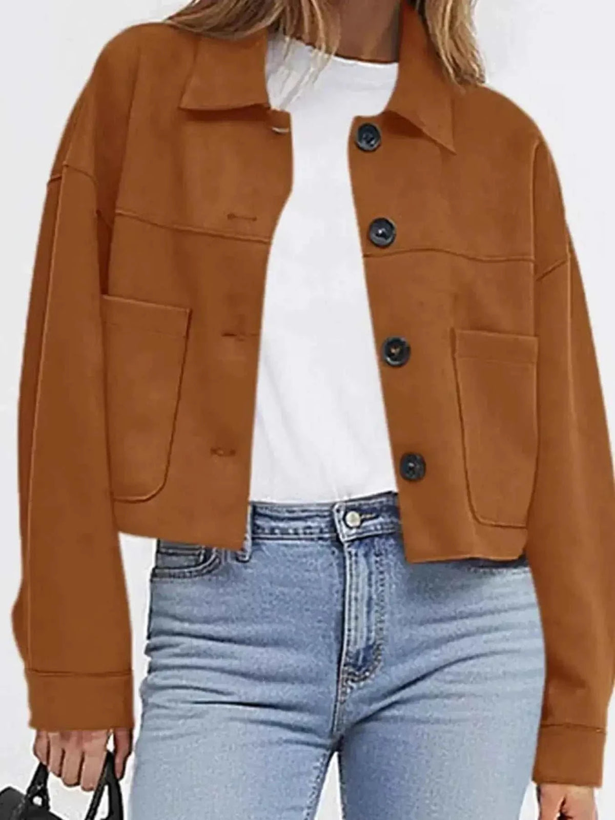 Tailored Jackets and Statement Coats: Button-Down Cropped Jacket