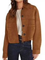 Tailored Jackets and Statement Coats: Button-Down Cropped Jacket