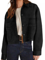 Tailored Jackets and Statement Coats: Button-Down Cropped Jacket